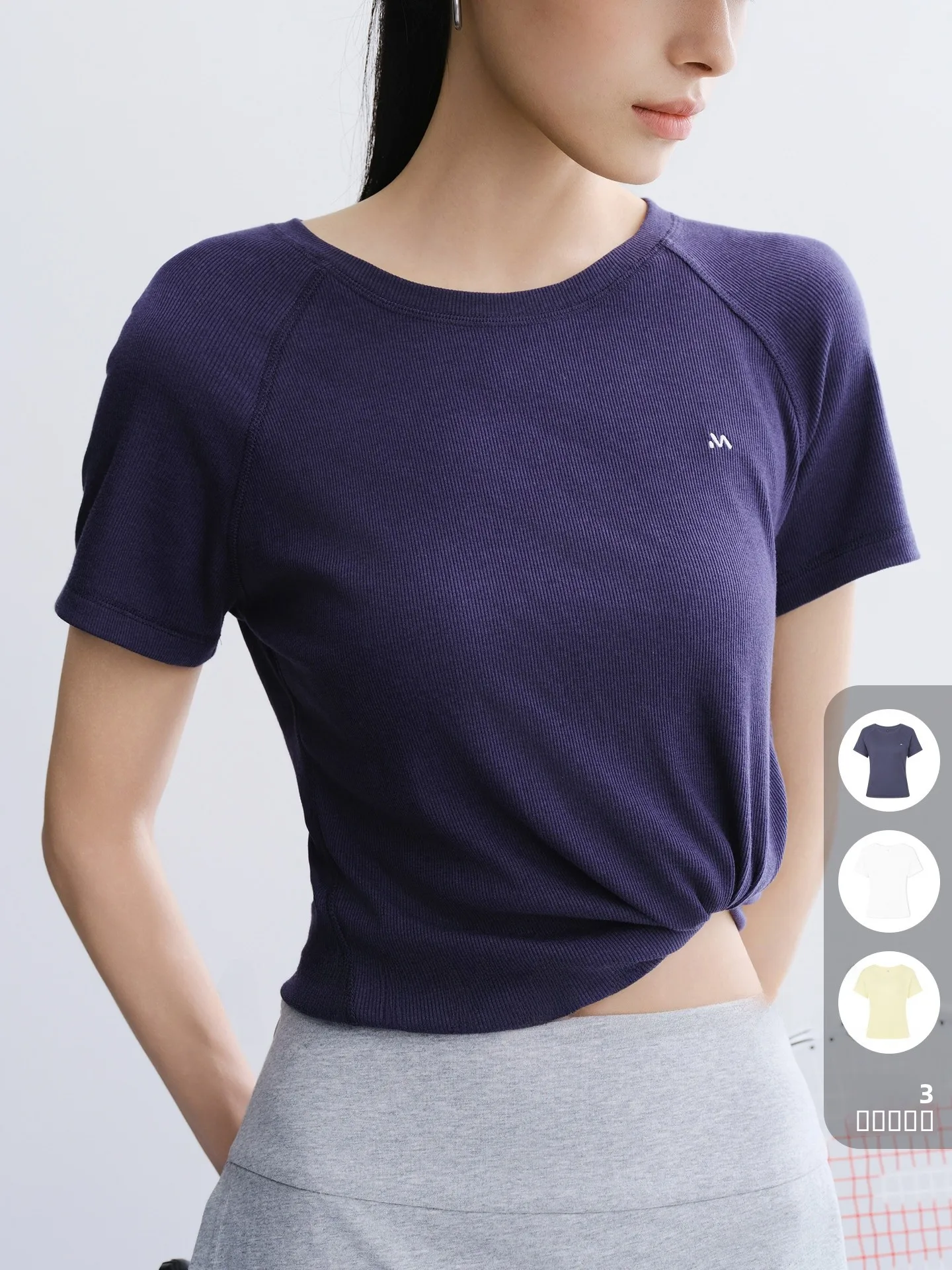 

Футболка Meiyang Str Relief с круглым вырезом, приталенная, повседневная, из смесового хлопка, для женщин, летний сезон