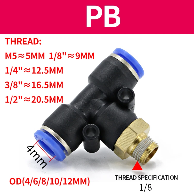 PC PCF SL PL PB Pneumatic Quick Connector Push In 4mm 6mm 8mm 10mm 12mm Hose Tube Air Fitting Pipe Thread 1/8 1/4 3/8 1/2 BSPT