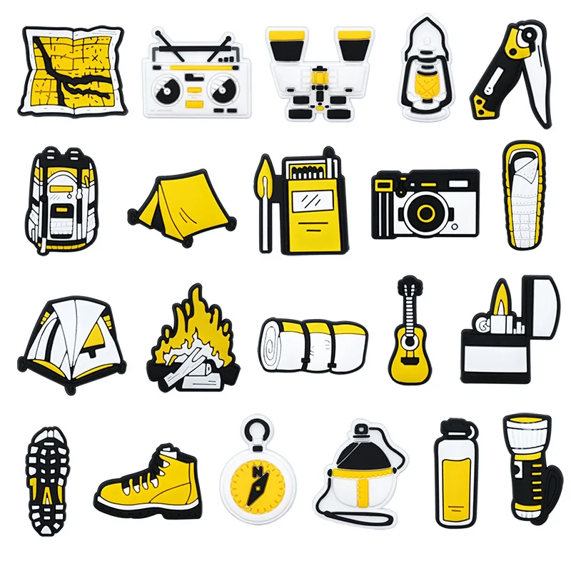 yellow camping PVC shoe Charms Slippers Buckle combination Fit Wristbands accessories Decoration Bands gift unisex party