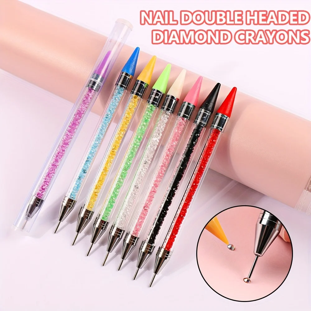 1 PC ネイルアート双頭ラインストーンピッカーペン、ラインストーンピックアップ用ネイルアートワックスペン、ネイルアート用ドットツール