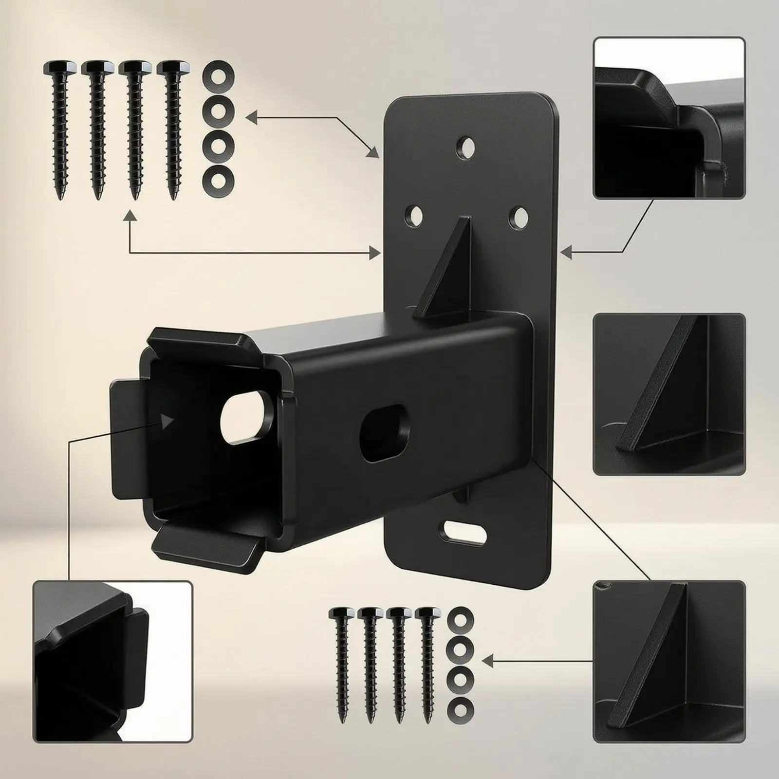 Hitch Receiver Bracket Space-Saving Wall Mount Hitch Receiver for Workshop