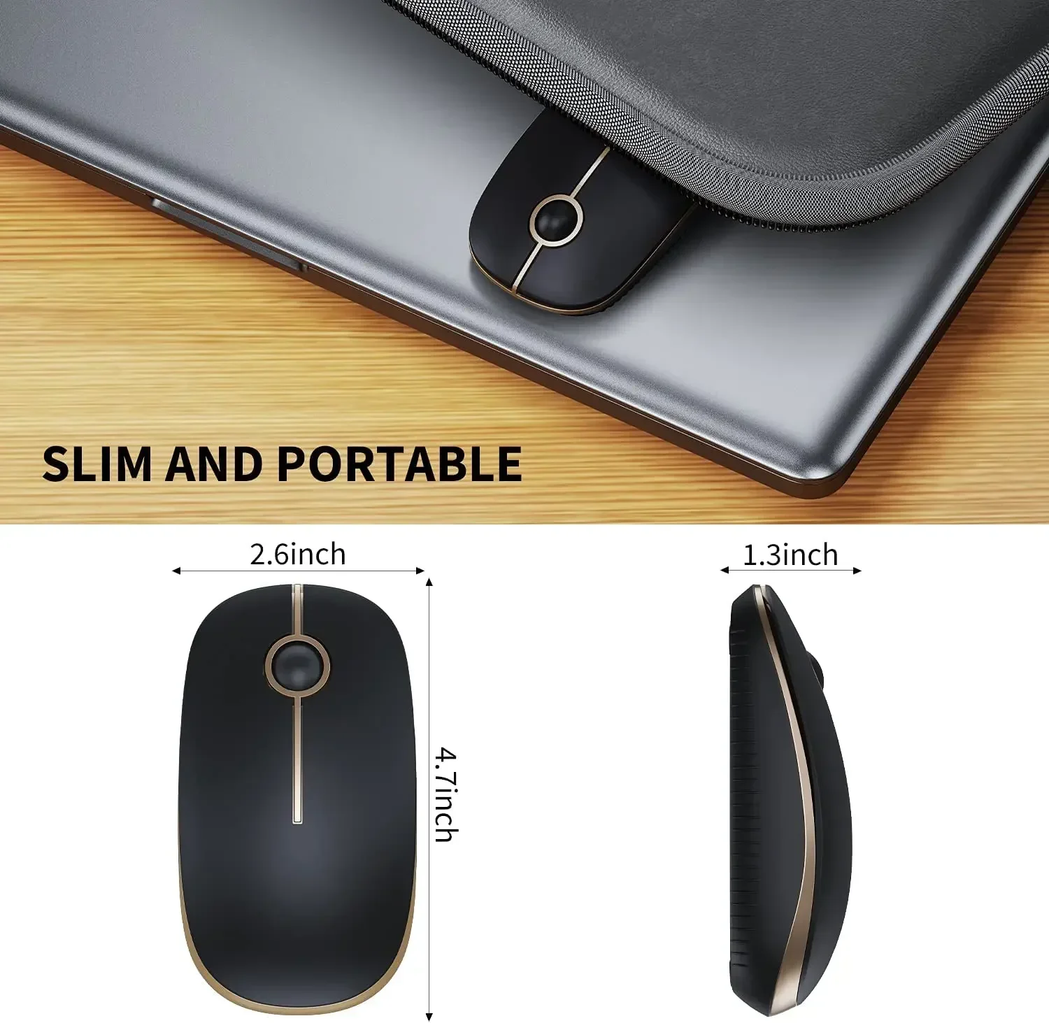 Souris d'ordinateur portable sans fil, ergonomique, silencieuse, 2.4G, récepteur USB, haute précision, UG I, 1600