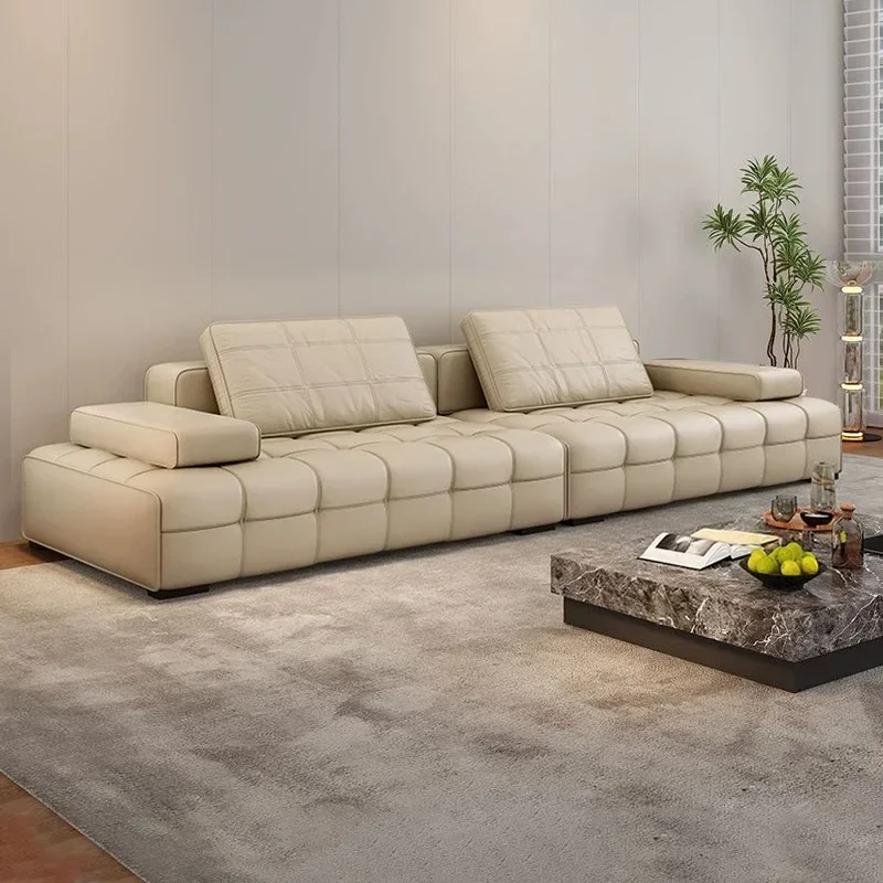 

#For Lawrence Straight Row Sofa Minimalist Living Room Villa Leather Sofa Hotel Free Combination Custom Material Sofa