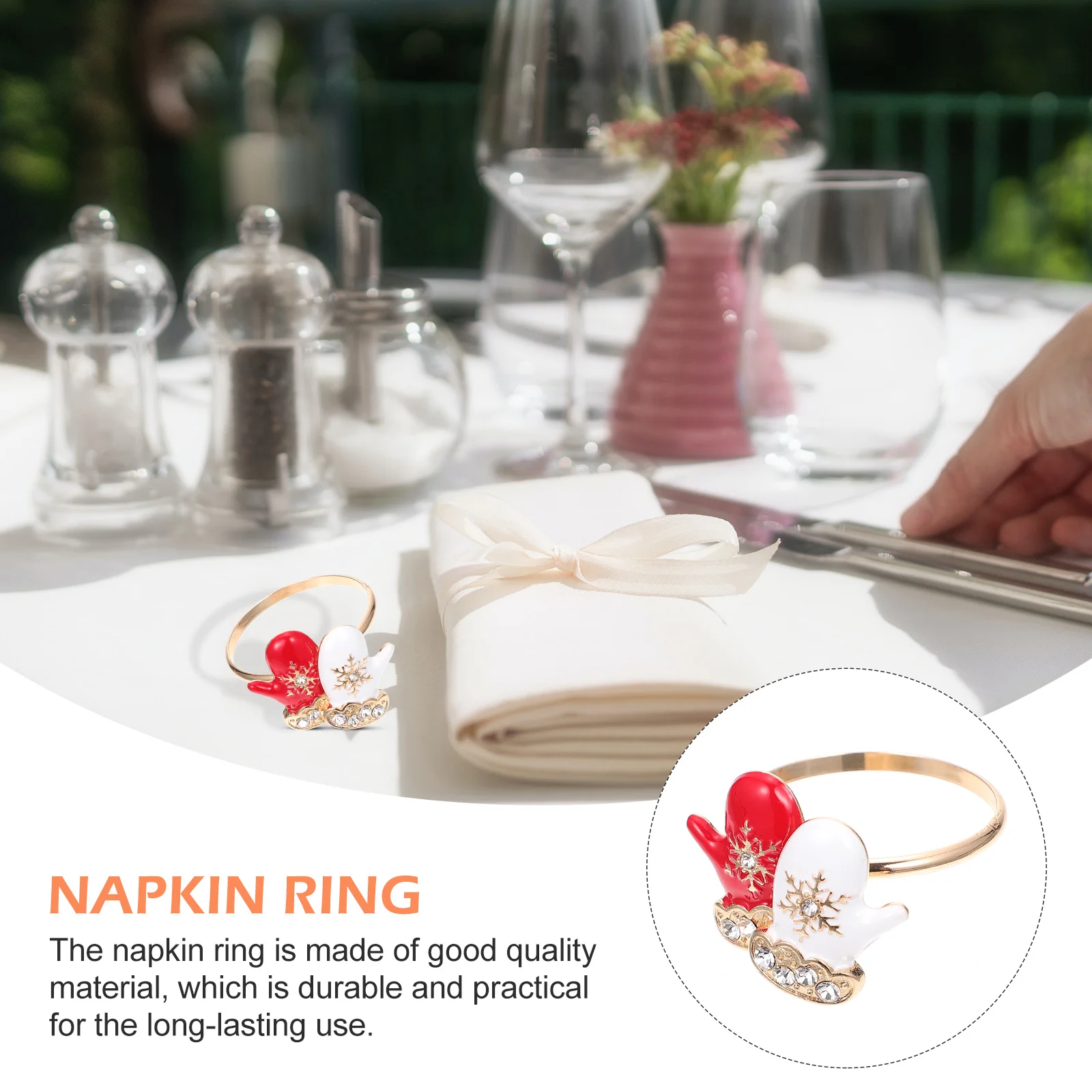 

6Pcs Napkin Holders Festive Christmas Table Accessories Lovely Dining Decor for Family Gathering Restaurant Cafe Xmas Napkin