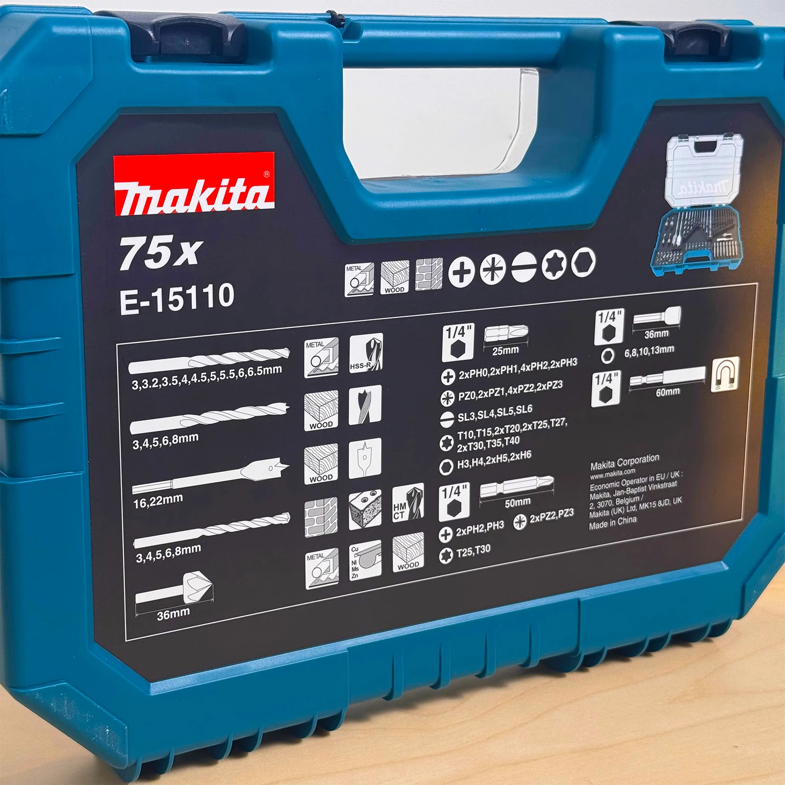 Japan Makita Drill Bit Set 75PCS Set Screwdriver Set Hand Tool Screwdriver Head Cross Flower Type Head Hexagon Socket Tool Parts