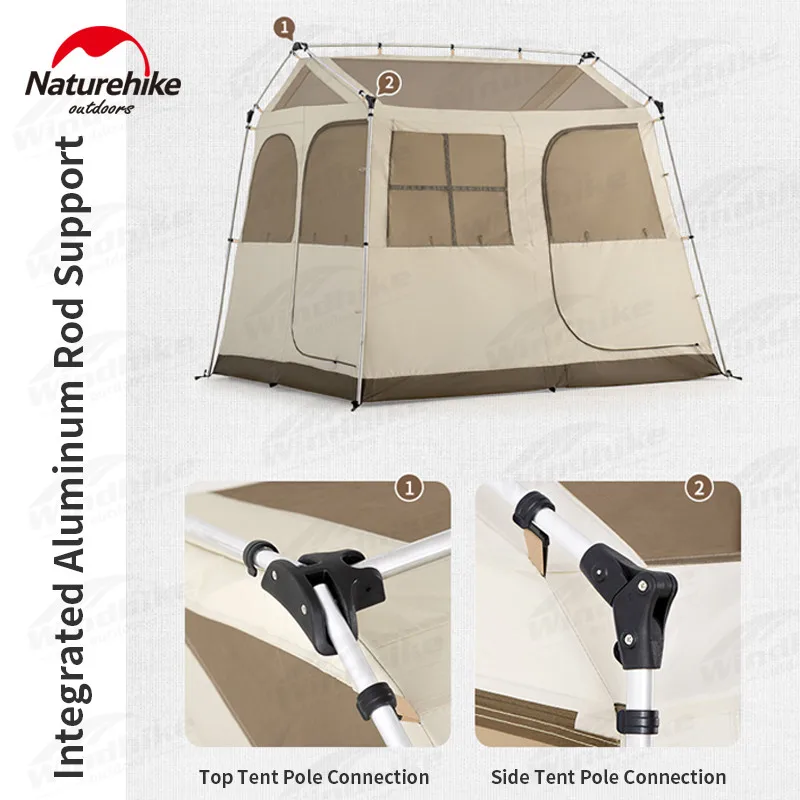 

Палатка Naturehike Village5.0 с цельным каркасом, семейная, автоматическая, для 4 человек, 210D, PU3000мм, для кемпинга на открытом воздухе