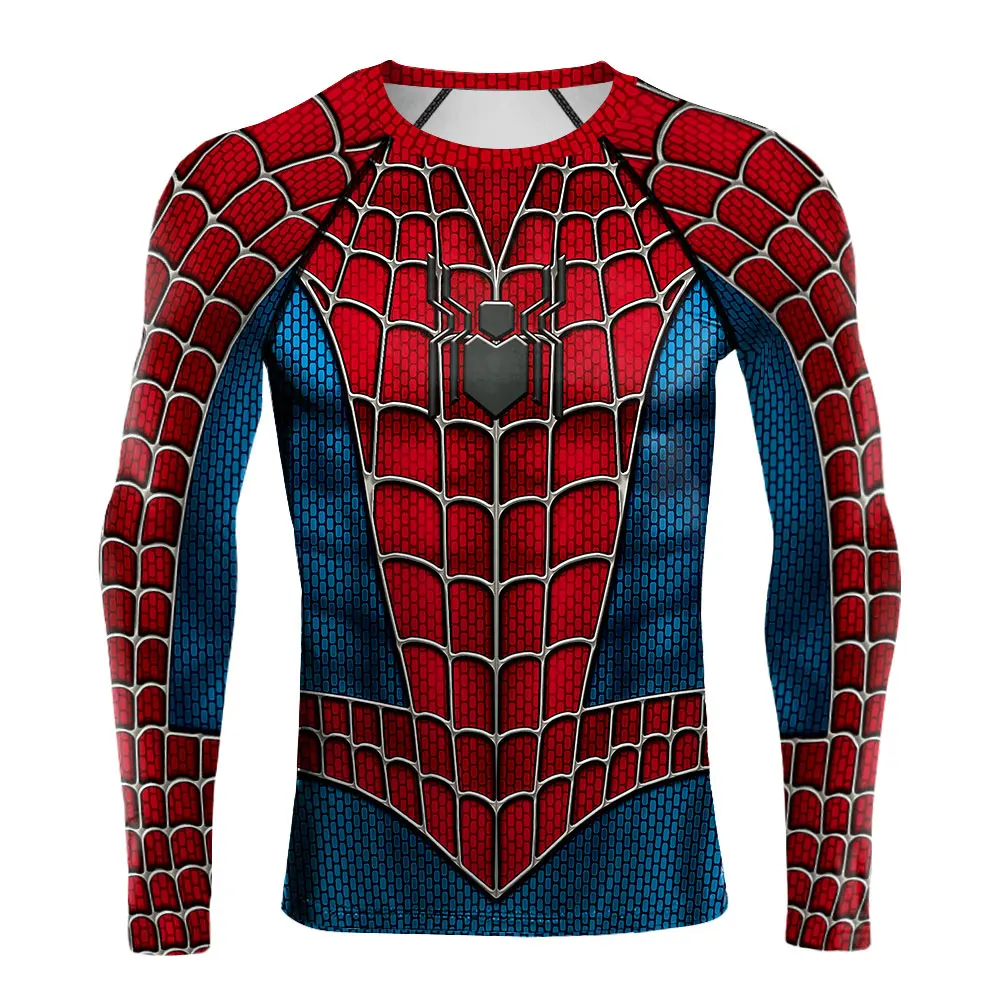 Superhero Shirt Men Spider Comics Super Man Cosplay Costumes Compression Fitness Clothing Sport T Shirt Men Gym Fitness Tops Tee