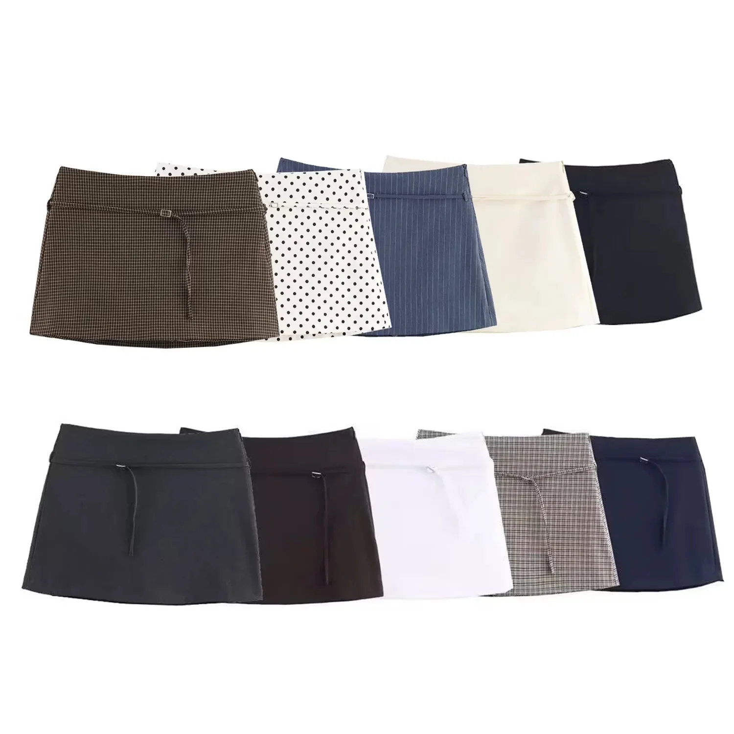 SHH Autumn New Women's Design Slim Fit Metal Buckle Waist Belt Skirt Pants mid Waist A-Line Skirt Standard Edition Polyester ...