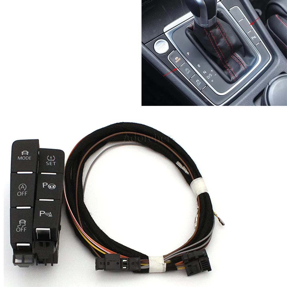 

For VW Golf 7 MK7 Left Right Car Central Control Parking Radar Switch with Cable ESP OFF Button Start Stop Mode Driving Pattern