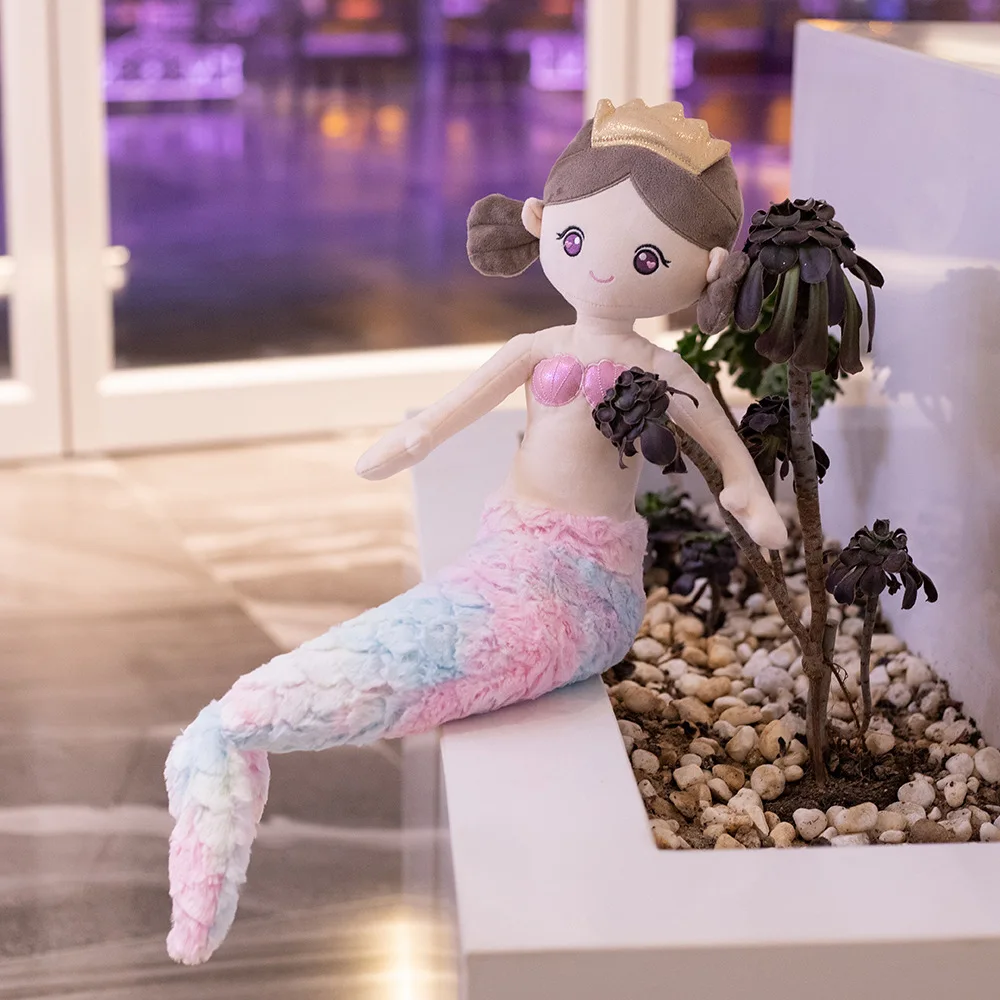 Prinzessin Meerjungfrau Plüsch tier glitzernden weichen Schwanz gefüllt kleine Meerjungfrau Puppe Mädchen Zimmer Dekor Geburtstags geschenke Schlaf