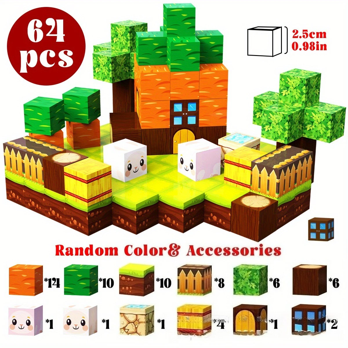 Conjunto de blocos de construção de cenoura Bloco magnético colagem criativa infantil presente para meninos e meninas