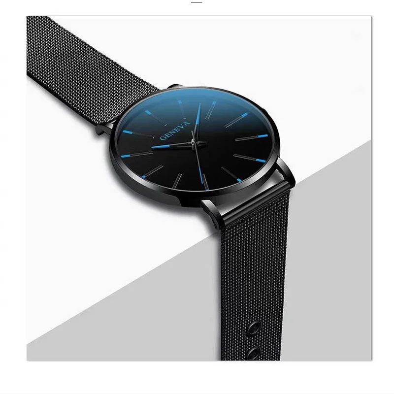 Fashion Ultra-thin Men Watches Leisure Simple Stainless Steel Mesh Band Business Male's Quartz Wristwatches Relogio Masculino