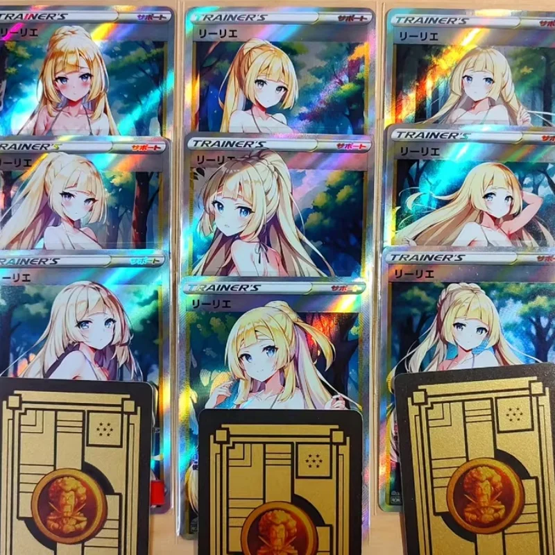 Pokemon Ptcg Trainer serie Color Flash Lillie Rosa tarjeta Nessa Dawn hecho a sí mismo Diy personajes del juego de Anime colección tarjeta juguete para regalo