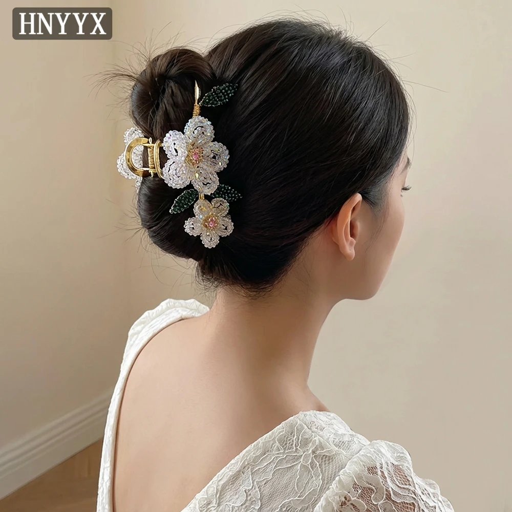 

YouLaPan Exquisite Bridal Wedding Hair Claw Women Rhinestone Hair Accessories Handmade Simulation Flower Headpiece YXA180