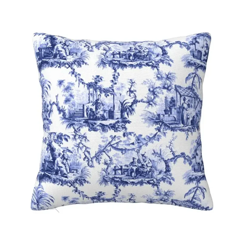 Blue White Delft  Printed Cushion Covers Zipper Modern Sofa Living RoomPillowcase Square Bedroom Chair  Pillow Covers Home Decor