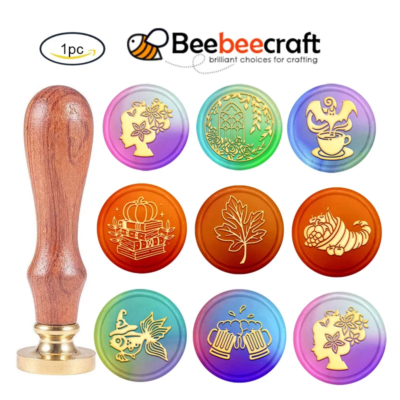 

1PC Women Flower Wax Seal Stamp 25mm Vintage Sealing Wax Stamp Flower Hair Decoration Durable Brass Head Wooden Handle