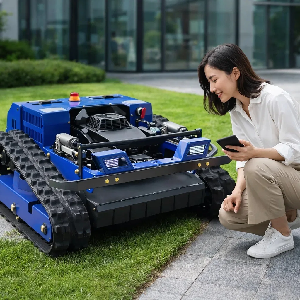

Customized Tracked Smart Wireless Lawn Mower 550mm Cutting Width With One-On-One Beauty Customer Service