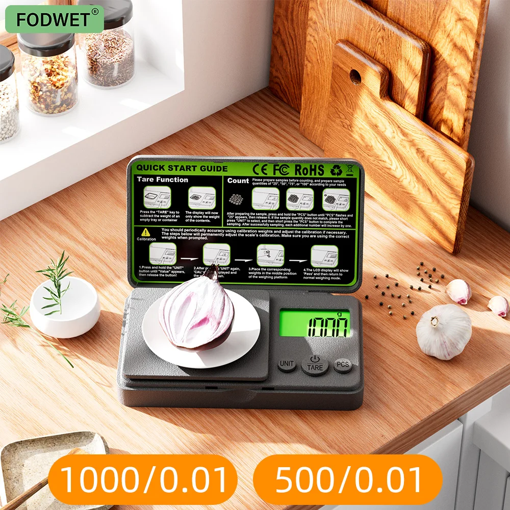 Precision Mini Digital Kitchen Scale, 2.2 lb/0.01 Grams, Portable Lcd Display, with 7 Unit Conversion (Gram, Oz, ml) Perfect for Cooking, Baking and Jewelry Measurement