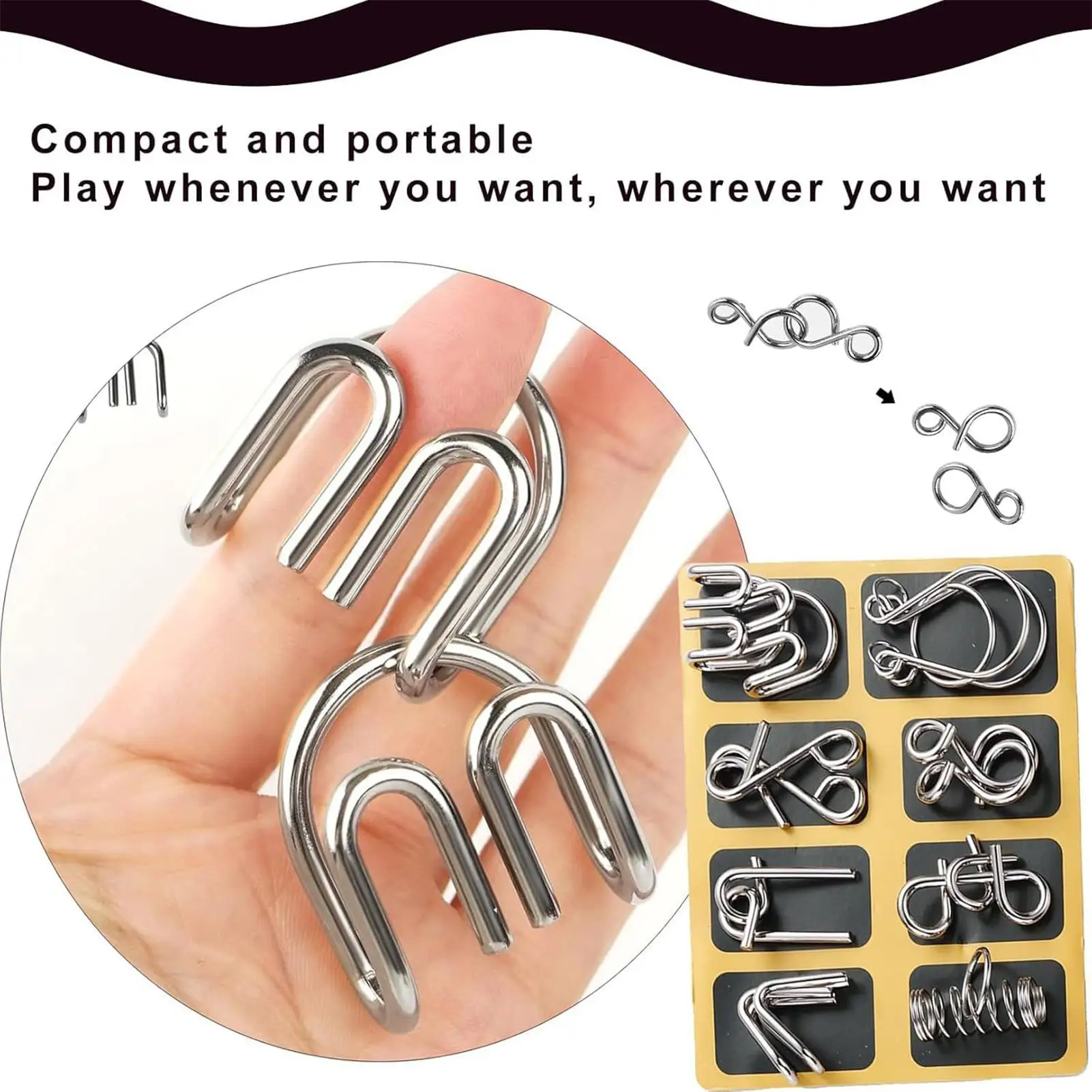 Metal cérebro teasers lógica cérebro teaser quebra-cabeças inteligência brinquedo festa favor para a família meninas meninos adolescentes jovens mulheres homens crianças