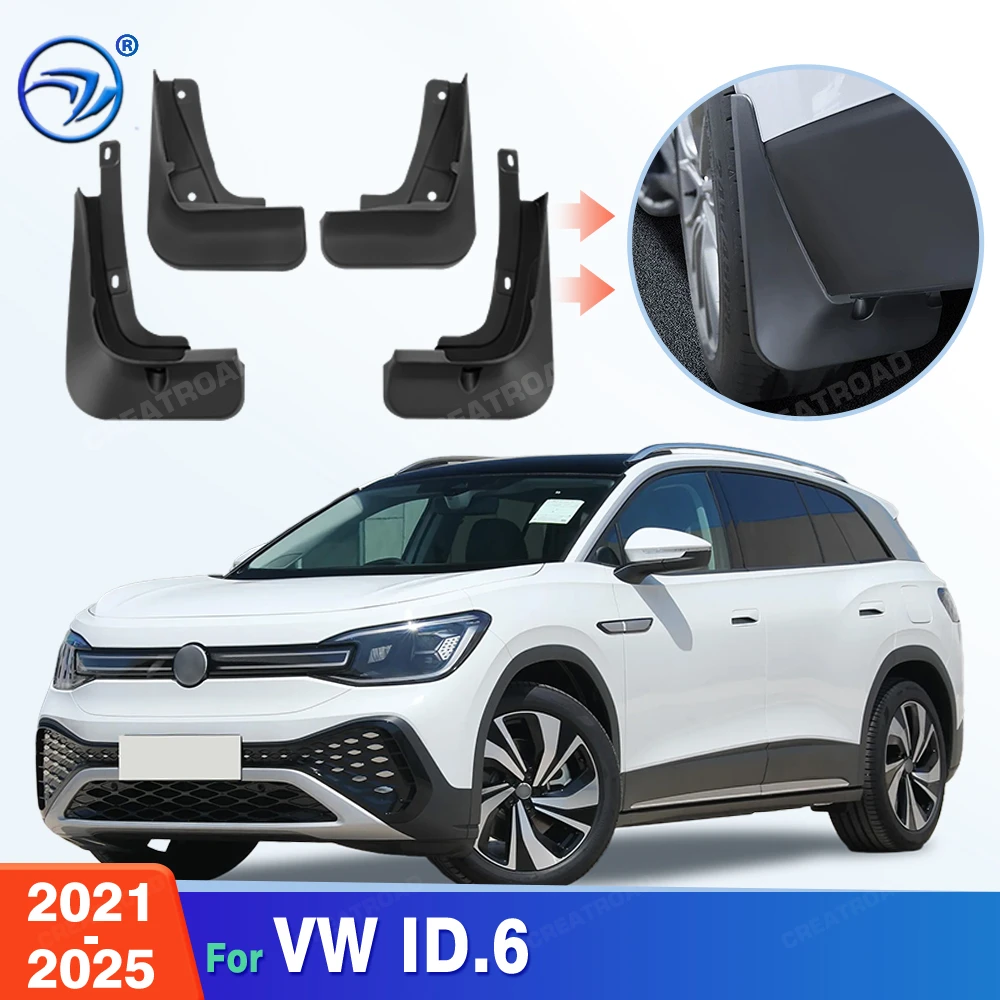 Custom Fit 4PCS Mud Flaps for Volkswagen VW ID.6 2021 2022 2023 2024 2025 No Drilling Splash Guards Car Fender Accessories