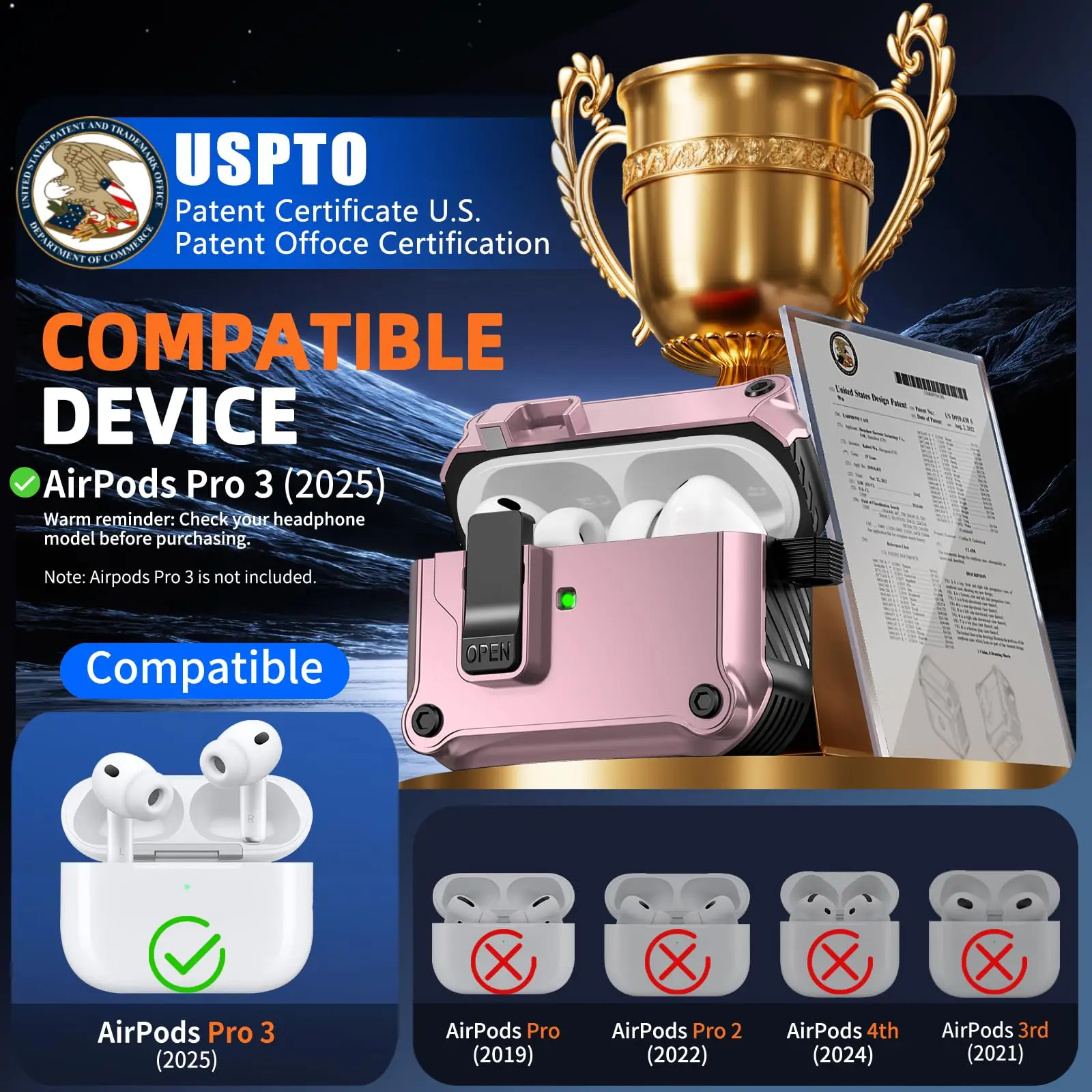 حافظة لهاتف airpod pro 3 2025 غطاء آمن مفتاح تلقائي جديد لأجهزة airpods 4 pro 3 مع مجموعة تنظيف لأجهزة airpods pro 3