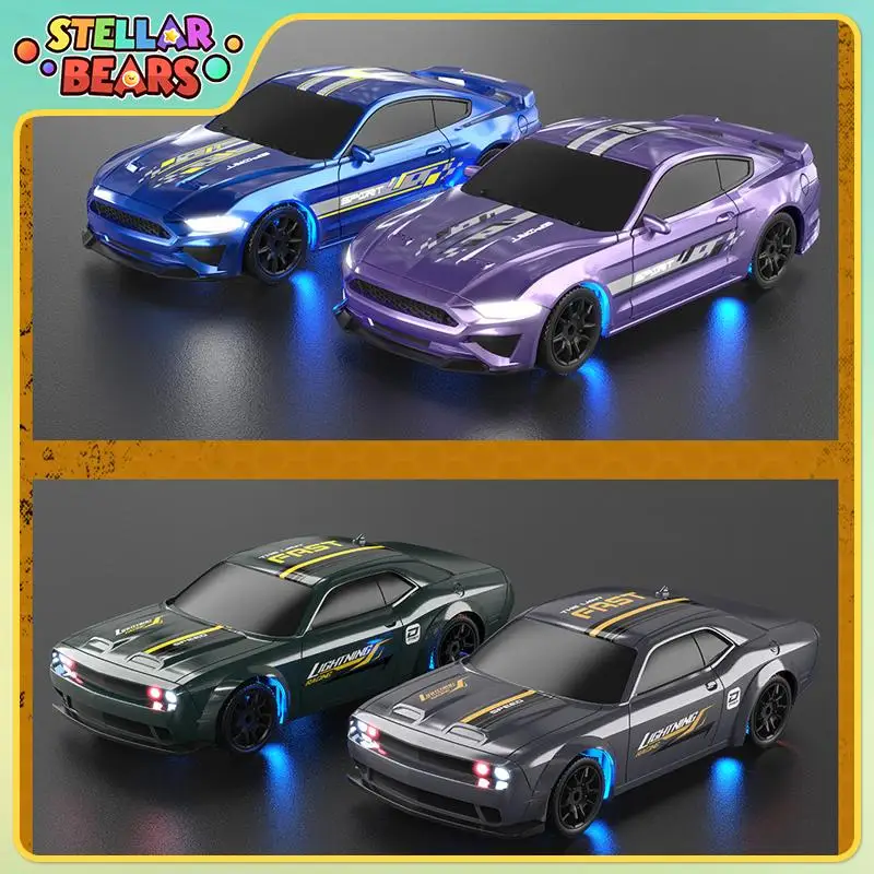 1:43 4WD RC Drift Car Boys Race Supercar Spielzeug 2,4G Fernbedienung Rennwagen Austauschbare Reifen Hochgeschwindigkeits-Sportwagen mit Lichtern