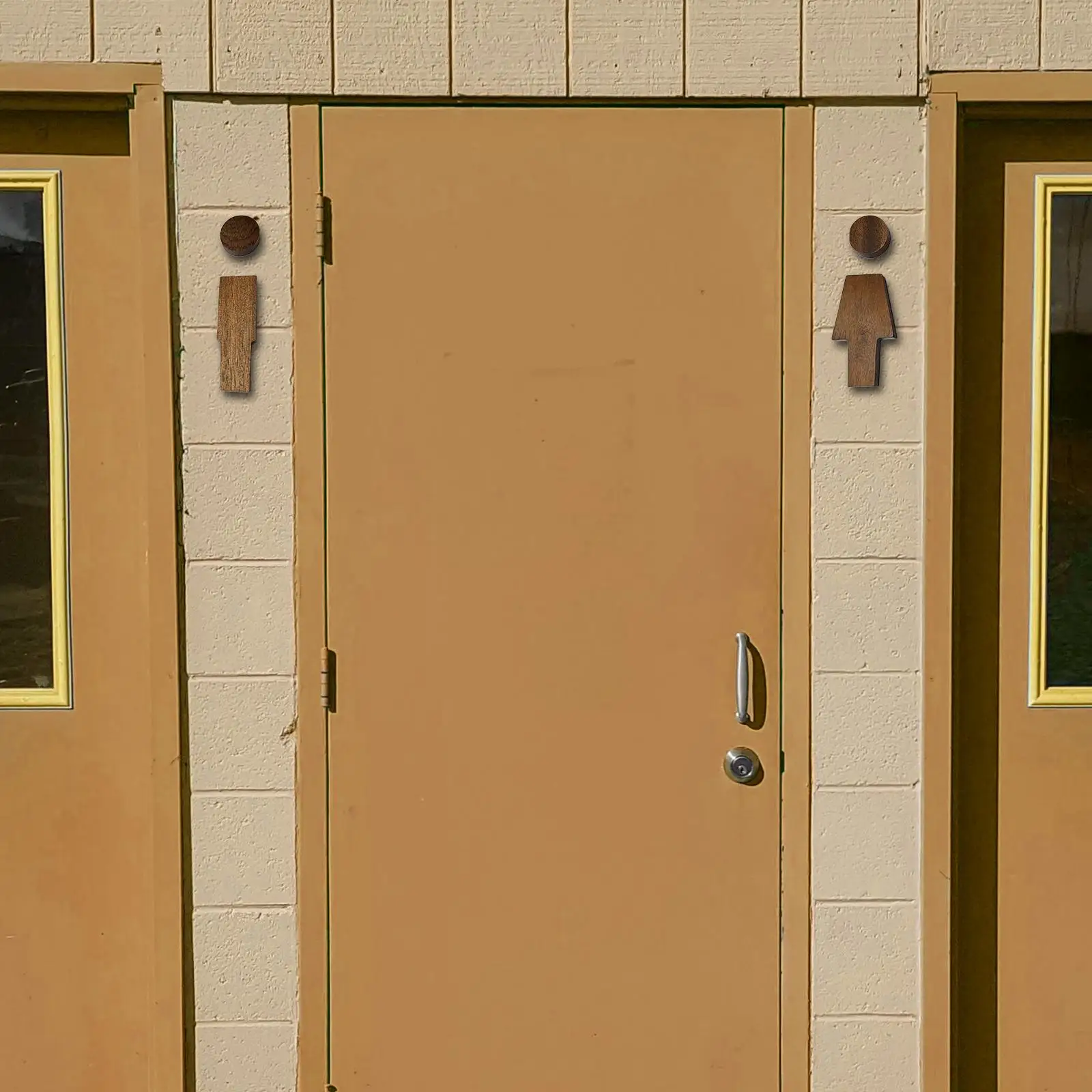 

2Pcs Bathroom Signs Wooden Self Adhesive 3D Restroom Signs Lavatory Signboards for Parks Bar Malls Cafe Public Door or Wall