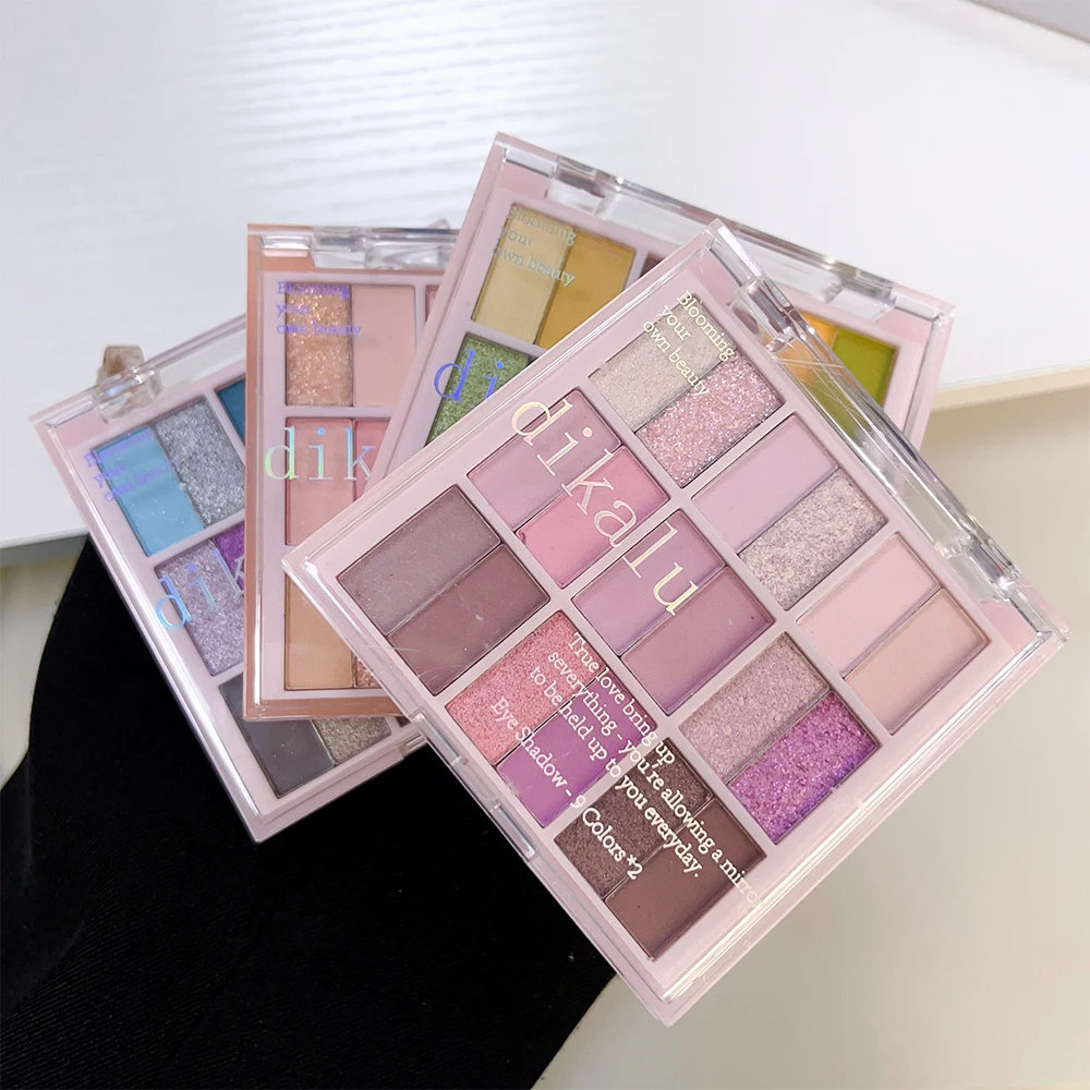 Paleta de sombra de olho, sombra, longa duração, coreano, maquiagem dos olhos, cosmético, cor de terra, glitter, rosa, verde