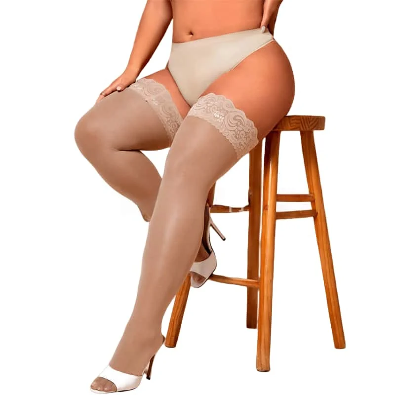 

New Plus Size Lace Stockings Shaping Legs Big Size Sheer Tights Slimming Thigh High Fishnet long Socks for Curvy Women Body XXXL