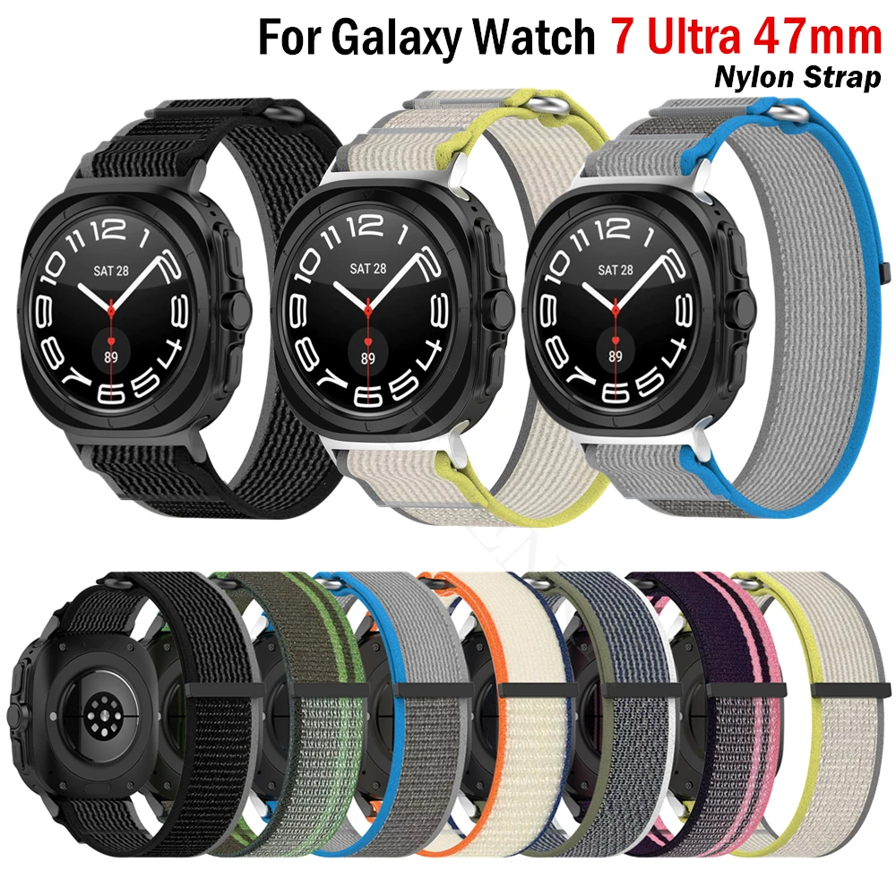 삼성 갤럭시 워치 7 울트라 나일론 루프 스트랩, 스포츠 팔찌, 우븐 워치 밴드, 삼성 갤럭시 울트라 액세서리, 47mm 밴드