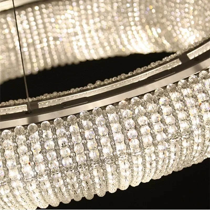 American K9 Crystal E14 Led Pendant Light Loft Round Iron Hanging Lamp Home Decor Led Lamparas Lighting Luminarias