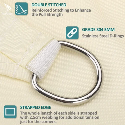 Imagen 2 del producto Vela parasol Rectangular 4x2/3/5/6M impermeable 98% bloque UV refugio solar para jardín al aire libre Patio fiesta toldo protector solar