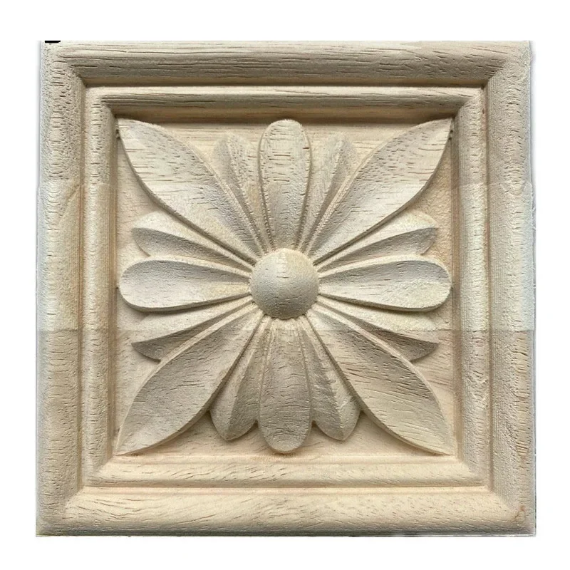 5-14cm Home Decoration Accessories Furniture Wood Appliques Woodcarving Corner Decal Wooden Decor Wall Door Miniature Figurine