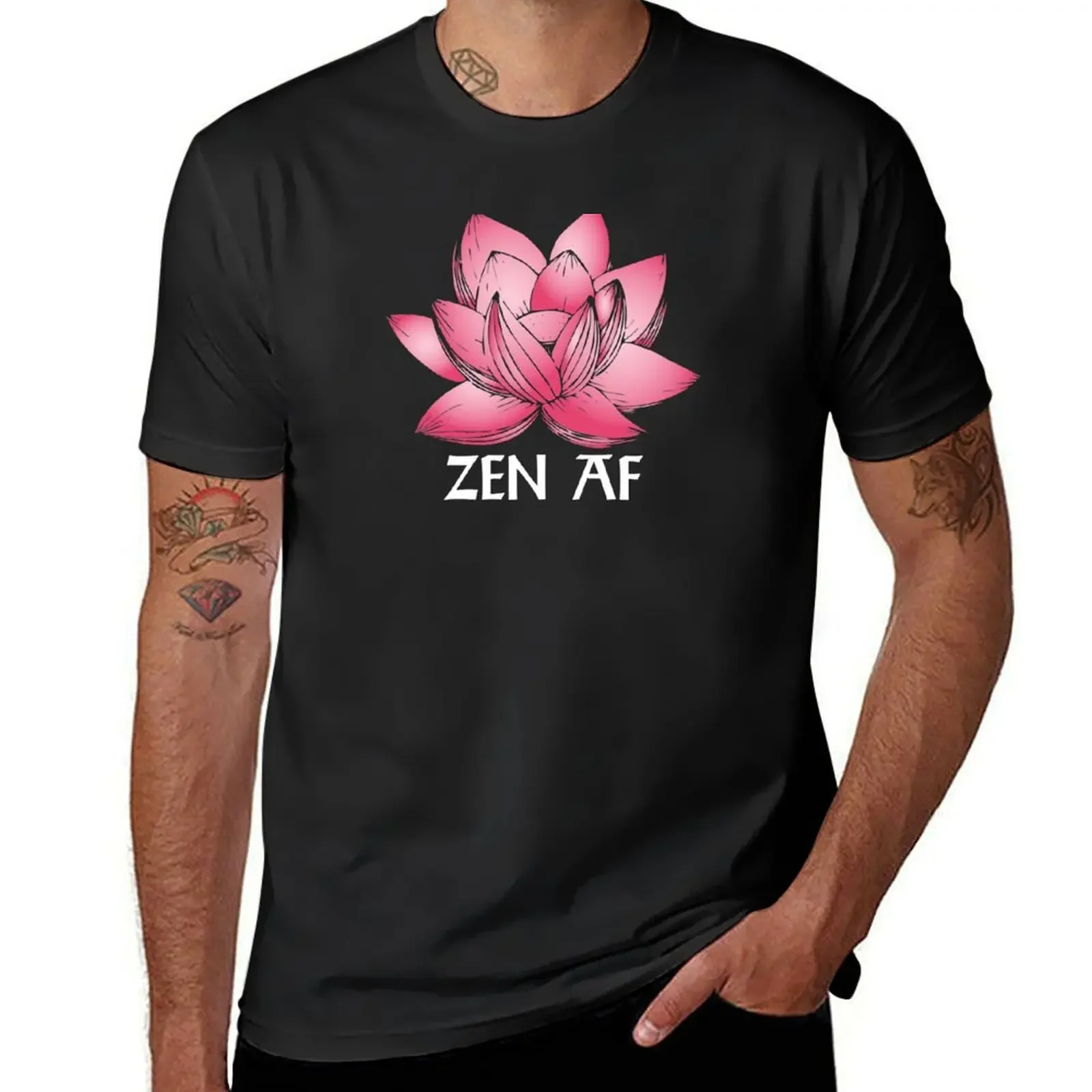 

Zen Af Pink Lotus Flower Funny Yoga Humor Quote T-Shirt summer tops kawaii clothes Short sleeve tee slim fit t shirts for men