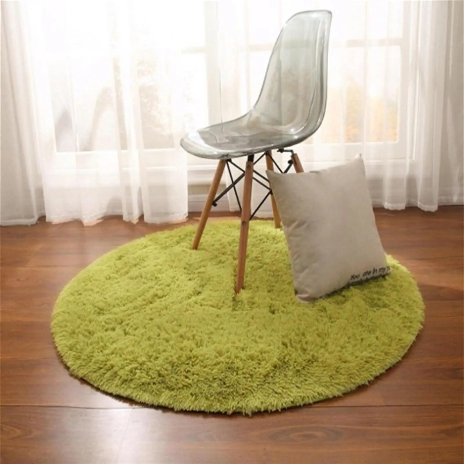 Vikama Grass Green Runder Teppich für Schlafzimmer, Heimdekoration, flauschige Shag-Kreis-Teppiche, Kinderzimmer, Klassenzimmer, Kinderzimmer, Wohnzimmer-Dekoration