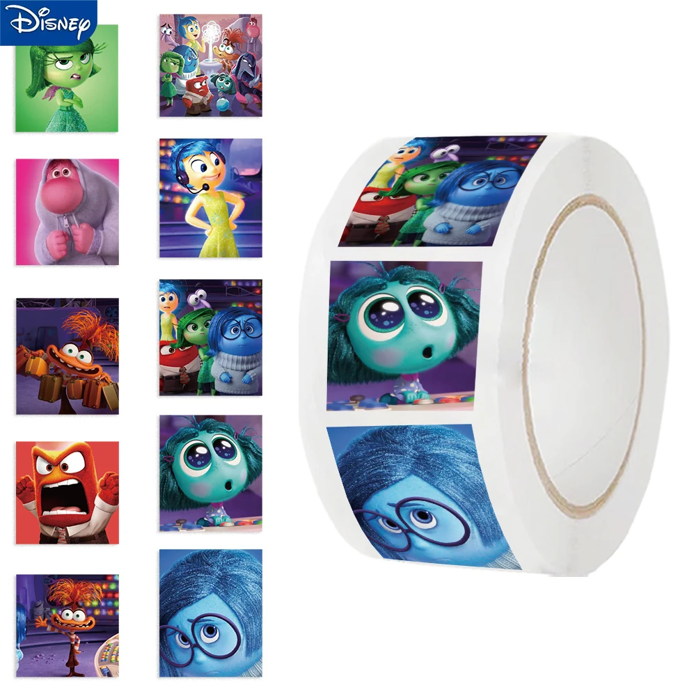 500 adet/rulo Disney Inside Out etiketler Kawaii Anime su geçirmez Pvc dizüstü çıkartmaları dekorasyon Stiker çocuk ödül oyuncak kız hediye