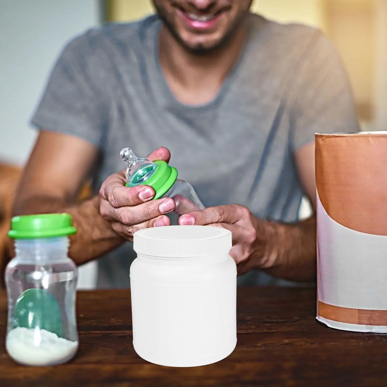 

Plastic Jar Large Capacity Airtight Sealed Wide Mouth Powder Storage Container Protein Powder Kitchen Travel
