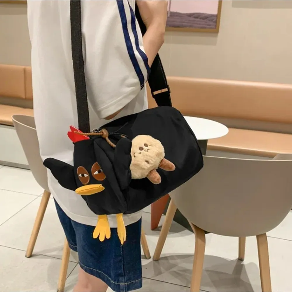 Nylon Chicken Crossboday Bag Plush Key Ring Large Capacity Hens Shoulder Bag Pouch Adorkable Kawaii Animal Purse Gifts