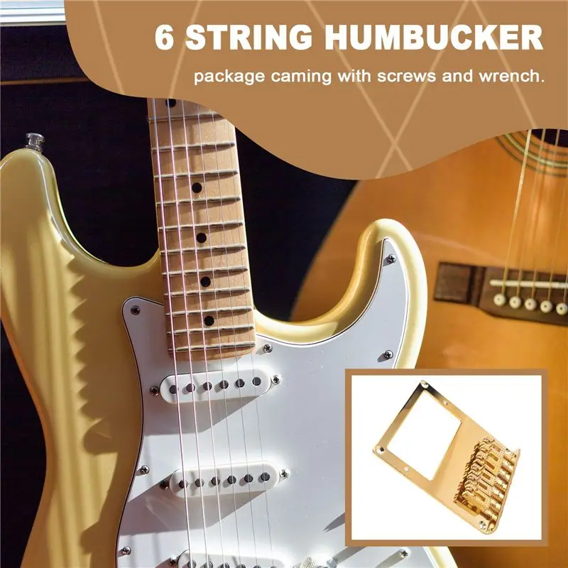 NALFI-6 Roller Saddle 6 String Humbucker Guitar Bridge For Tele Guitar (Gold)