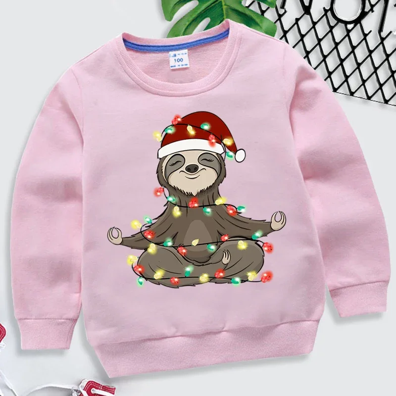 Christmas Animal Cartoon Print Children\'s Sweatshirt Cartoon Brand Clothing Loose Round Neck Long Sleeve Pullover Toddler Cloth