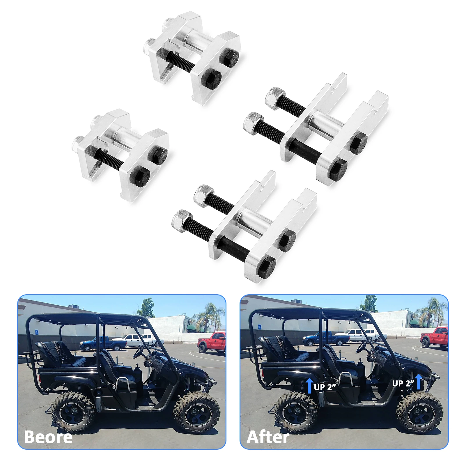 

Front & Rear 2'' Full Lift Kit Rise Suspension Kit Mount Bracket for 2004-2009 Yamaha Rhino 450 660 700 Models UTV Accessories