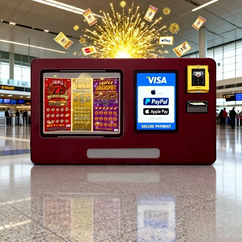Lottery Dispenser 10.1 Inch Touch Screen Self Service Best Sellers Light Box Card Coin Cash SDK For Plazas Customized