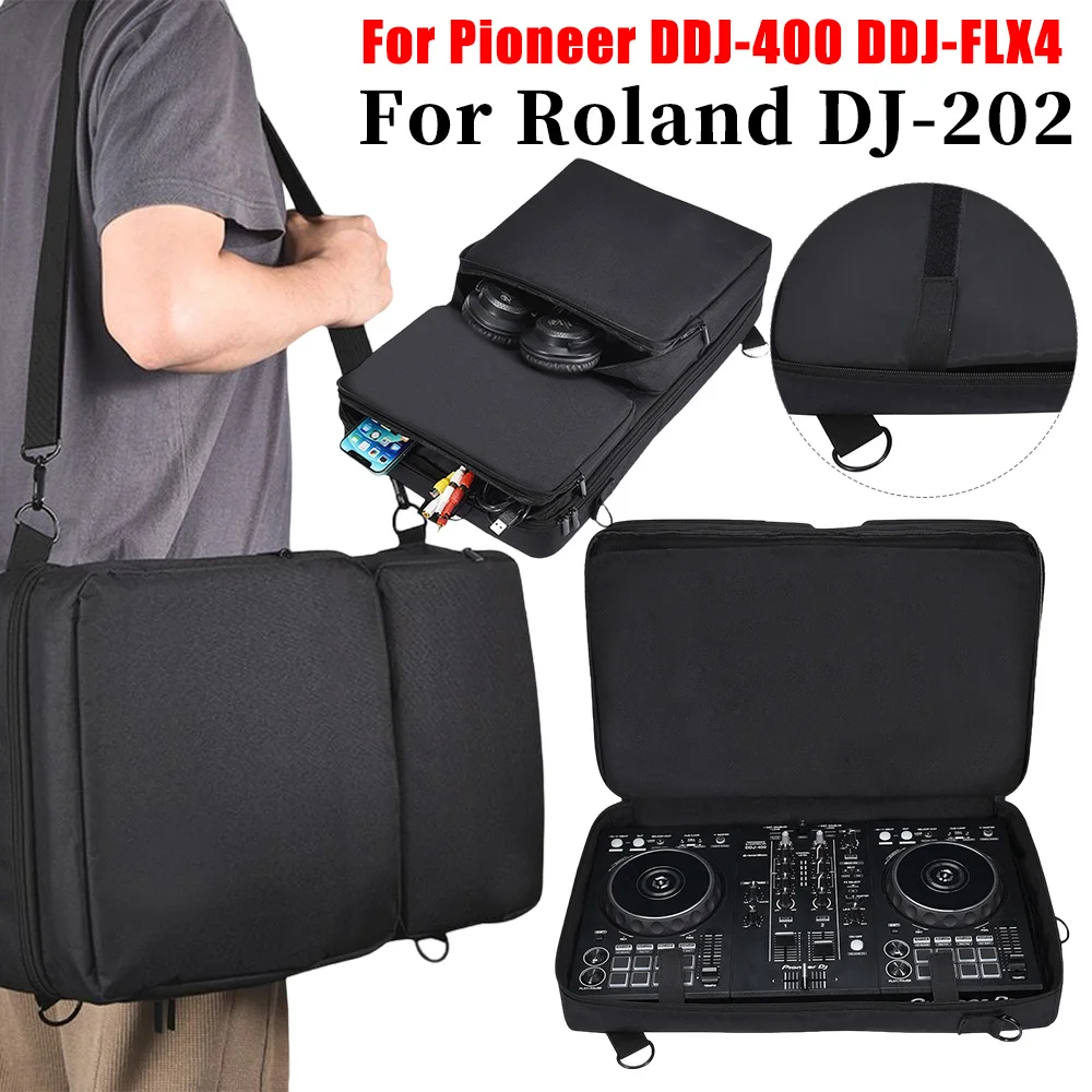 

Portable Turntables Carrying Storage Bags with Sholder Strap Dustproof for Pioneer DDJ-400 DDJ-FLX4/Roland DJ-202 DJ Backpack