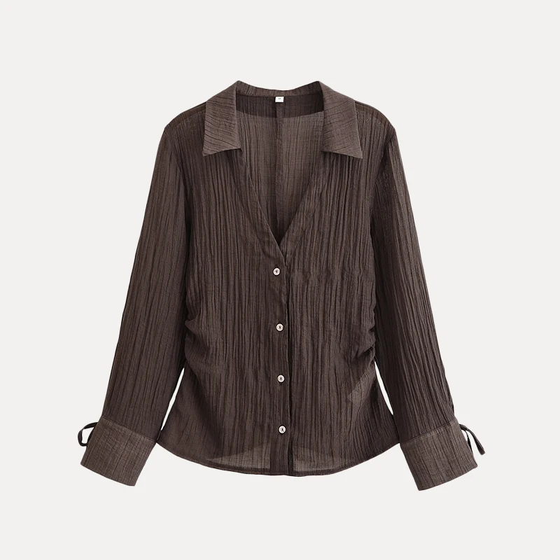 Przezroczysta długa sukienka damska z dekoltem w kształcie litery V, ozdobiona węzłem, do pracy, o prostym kroju, jednolita, wykonana w 100% z włókna poliestrowego.