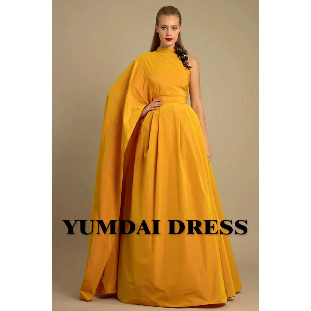 YUMDAI Luxury Dubai Orange Taffeta Evening Dress 2023 High-end Formal Stage Princess Dress Special Occasion Festival A-line Gown