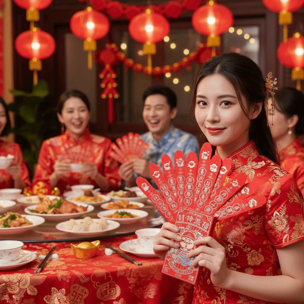 Sobre rojo creativo con estampado láser brillante, patrón de dibujos animados, bolsa de dinero de la suerte, paquete rojo sólido de bendición para amigos