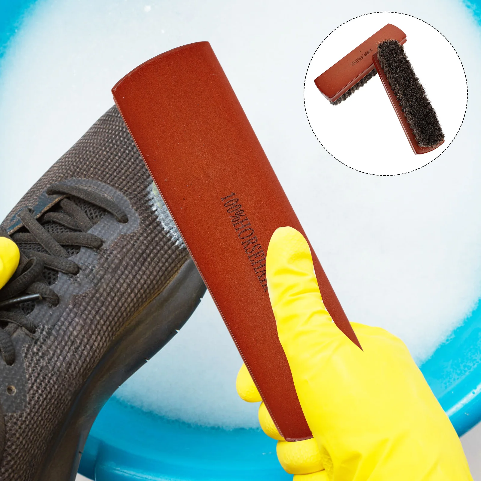 

2pcs Horsehair Shoe Brush Kit Polishing Cleaning Tool For Boots Shoes Long Handle Strong Durable Boot Polish Applicator