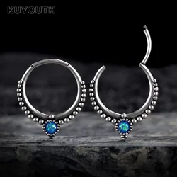 KUYOUTH Stylish Copper Blue Opal Ring Ear Weight Buckle Earring Gauges Body Piercing Jewelry Expanders Stretchers 2mm 2PCS