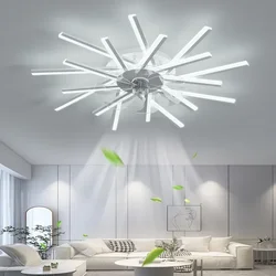 Living room luxury LED ceiling fan pendant light dimming intelligent remote electric fan cooling room decoration ceiling light