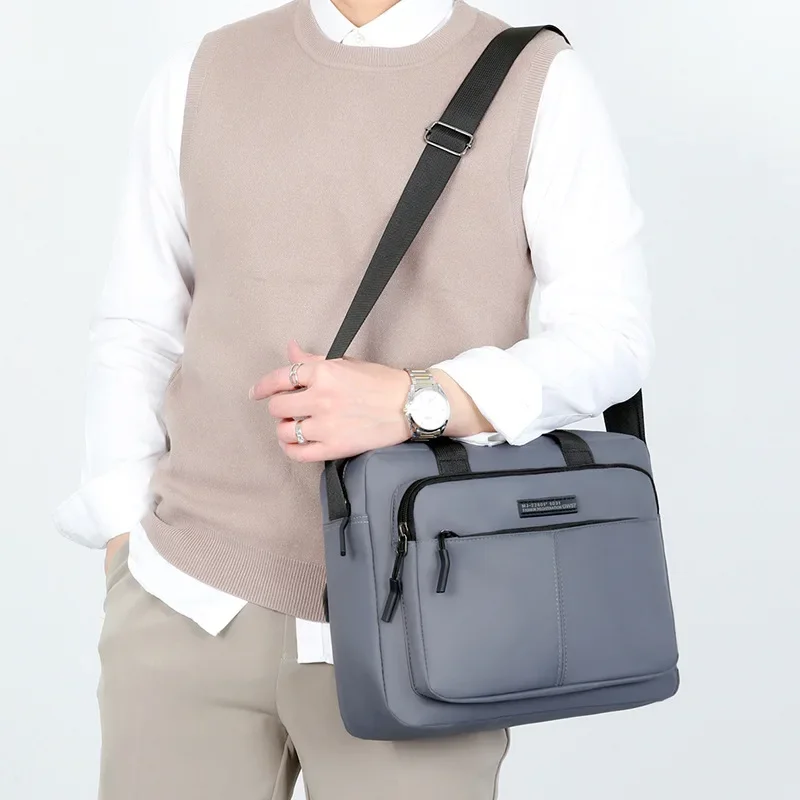 New Men's Large-capacity Horizontal Shoulder Bag Messenger Bag Briefcase Multifunctional Simple A4 Book Handbag Business Bag 가방